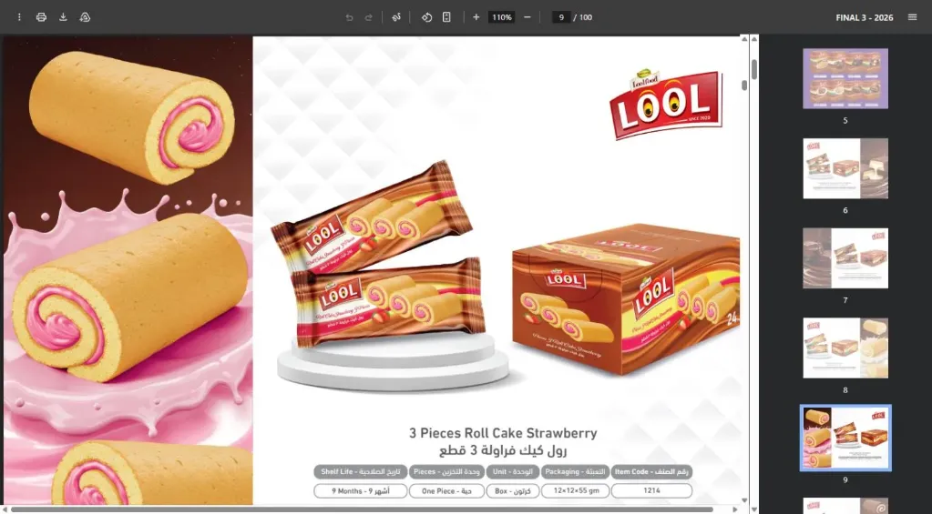3 Pieces Roll Cake Strawberry 12x12x55g